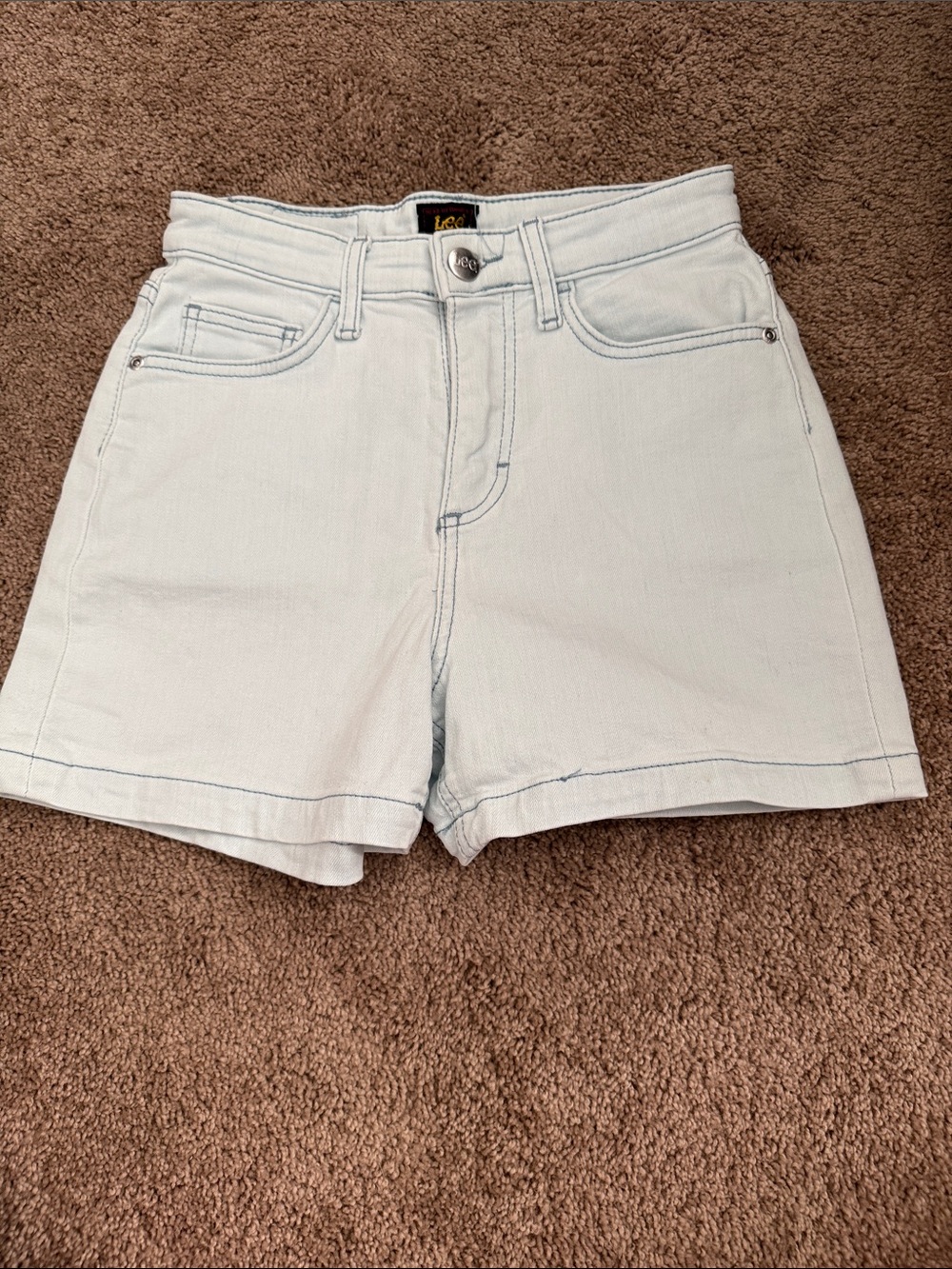 Lee Light Wash High-Rise Denim Shorts - Pale Blue - size 2